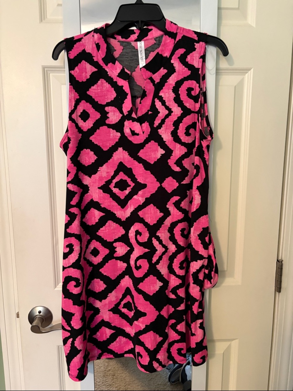 Dear Scarlett Pink and Black Abstract Print Dress - Lizzie